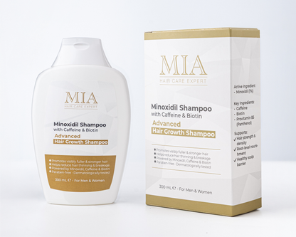 Haargroei Shampoo met Minoxidil, Cafeïne & Biotine – Voor Dunner Wordend Haar en Verminderde Haargroei